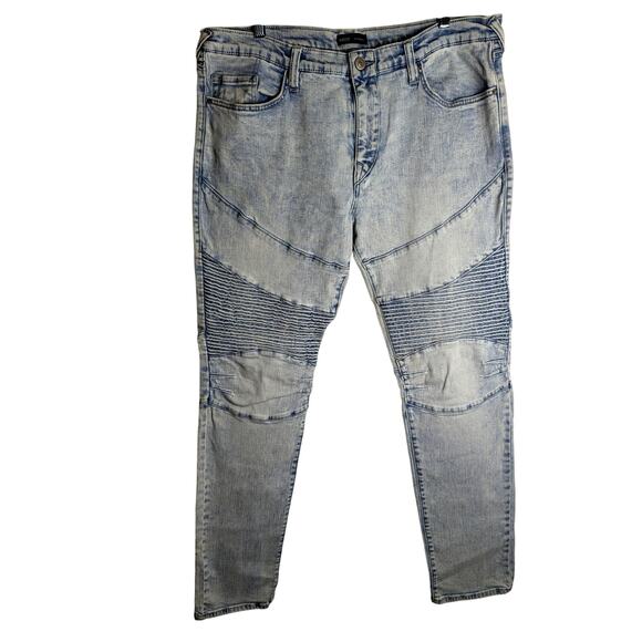 Tru religion world tour Mens Jeans Biker Waist 36"Rise 11"Inseam34"Width hem 15" - Picture 1 of 9